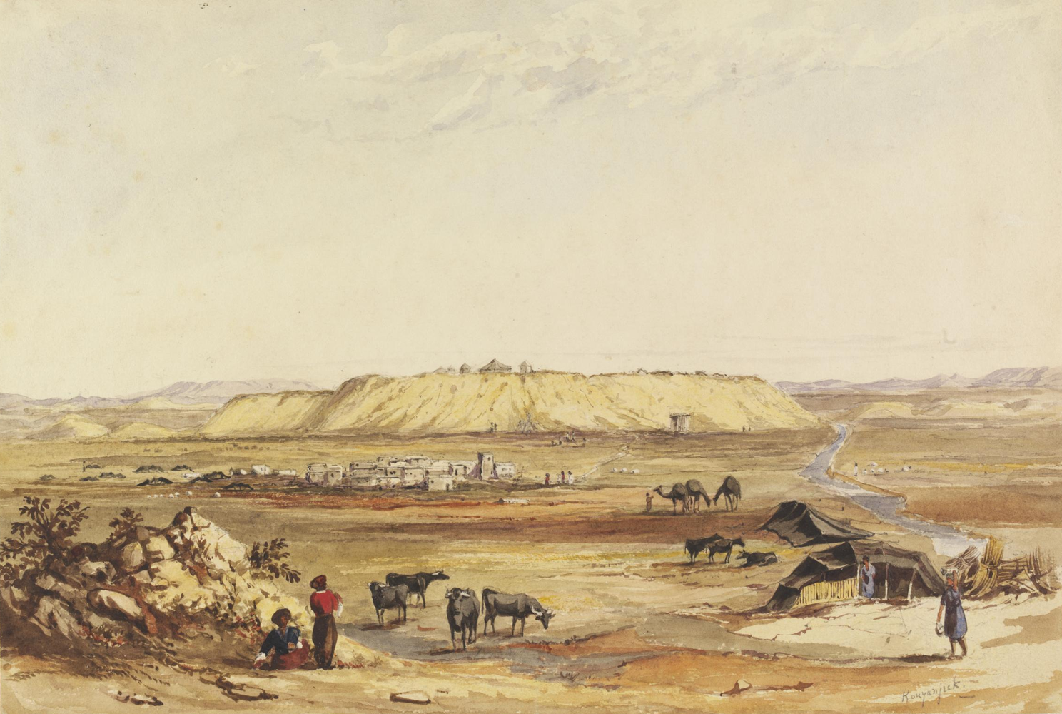 Aquarelle du site de Ninive. Entre 1849 et 1850. Frederick Charles Cooper (1817- ?). V&A museum