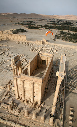 Vue aérienne du temple de Bêl. Palmyre