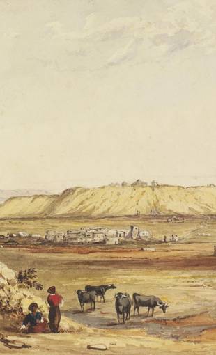 Détail de l'aquarelle du site de Ninive. Entre 1849 et 1850. Frederick Charles Cooper (1817- ?). V&A museum