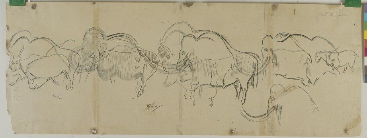 Bande de mammouths et de bisons