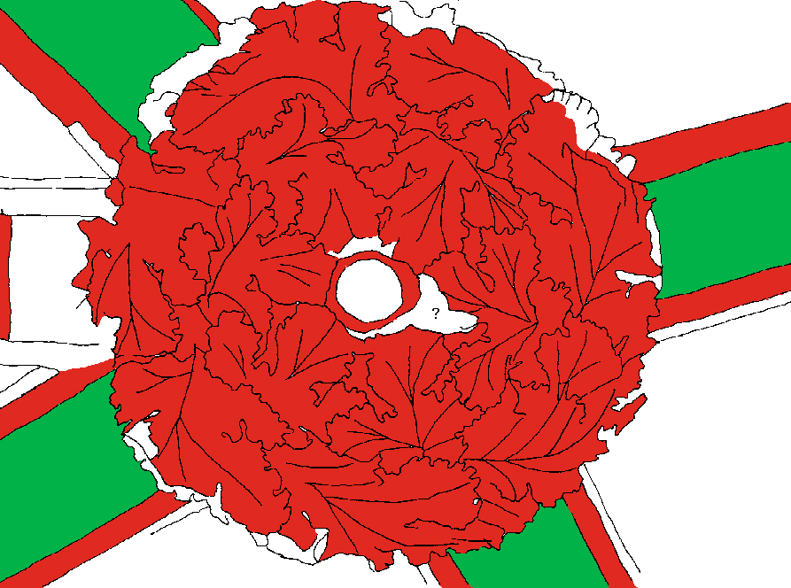 Choeur, restitution schématique de la clé de voûte de la travée centrale