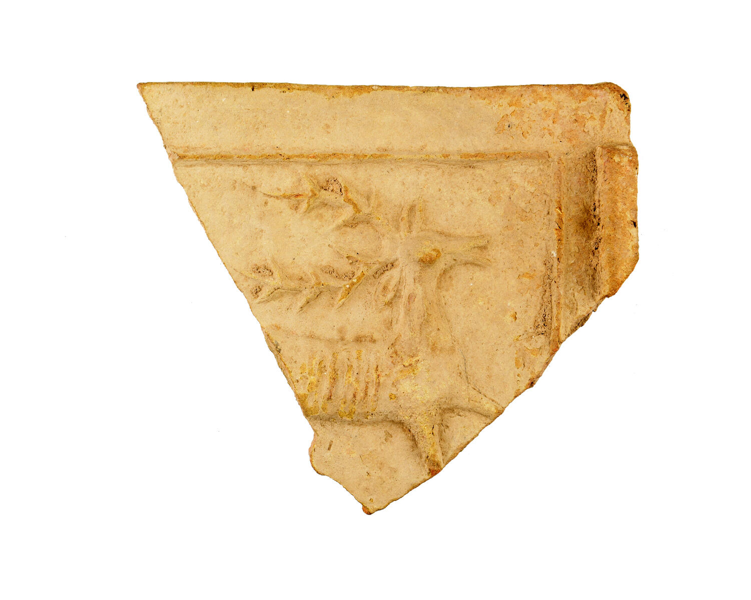 Carreau à décor de cerf en terre cuite