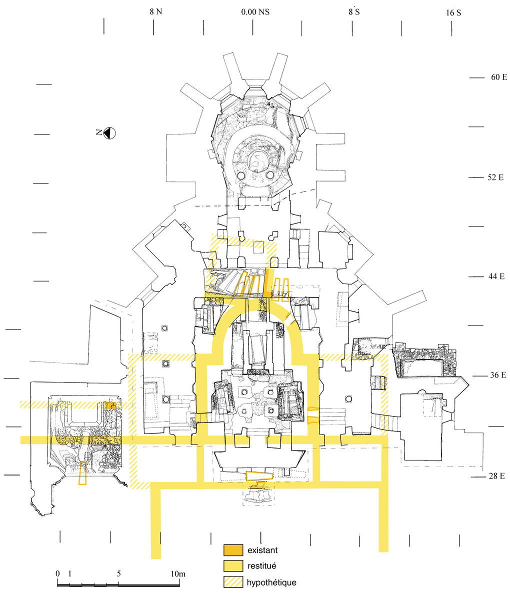 Saint-Germain d'Auxerre, crypte, état archéologique et restitution au VIe siècle