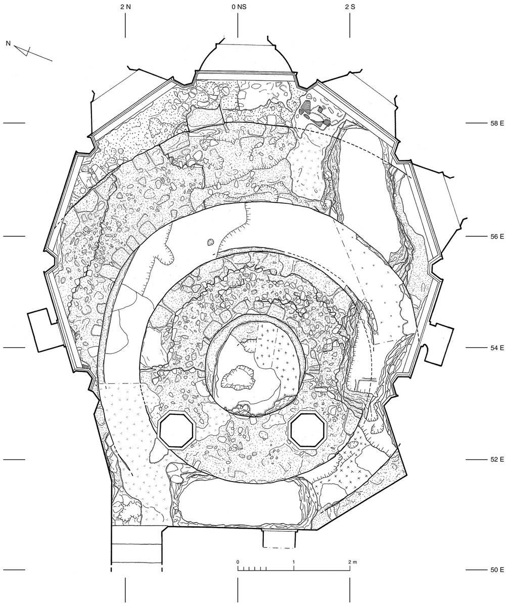 Saint-Germain d'Auxerre, rotonde, chapelle Saint-Clément, plan archéologique (1998)