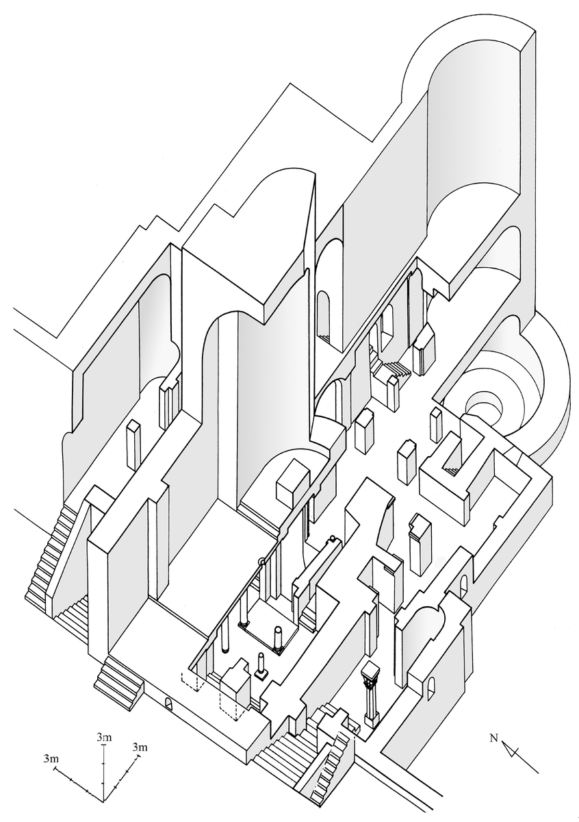 Crypte de Saint-Germain d'Auxerre, restitution axonométrique au IXe siècle