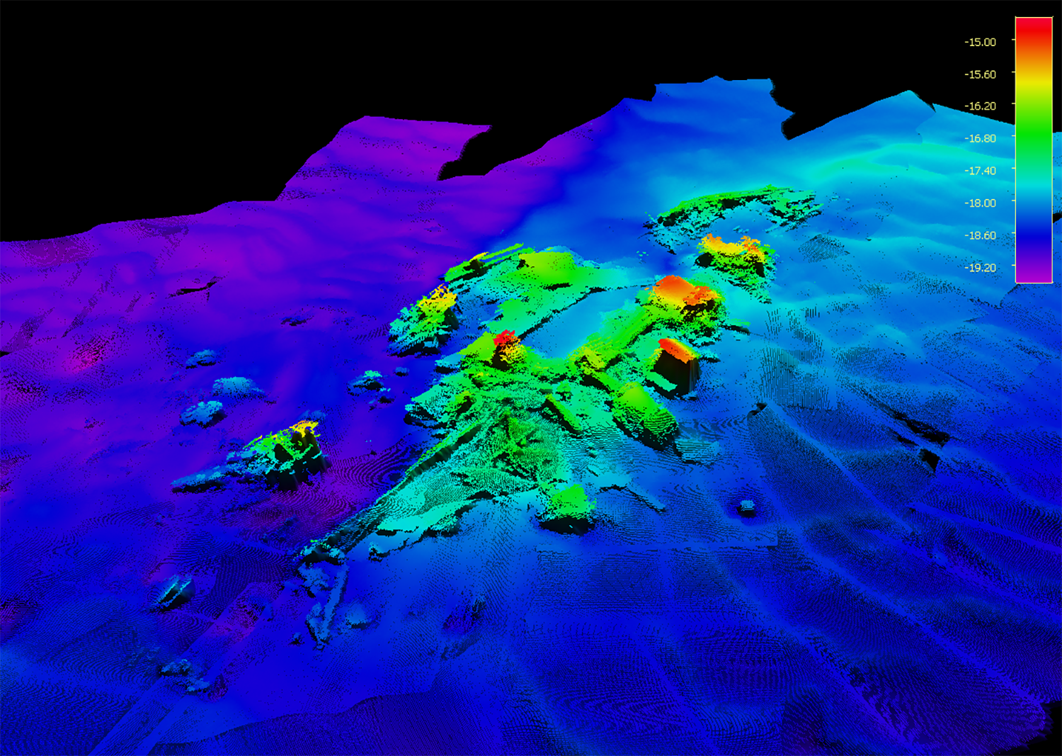 Levé au sondeur multifaisceau du destroyer USS Meredith