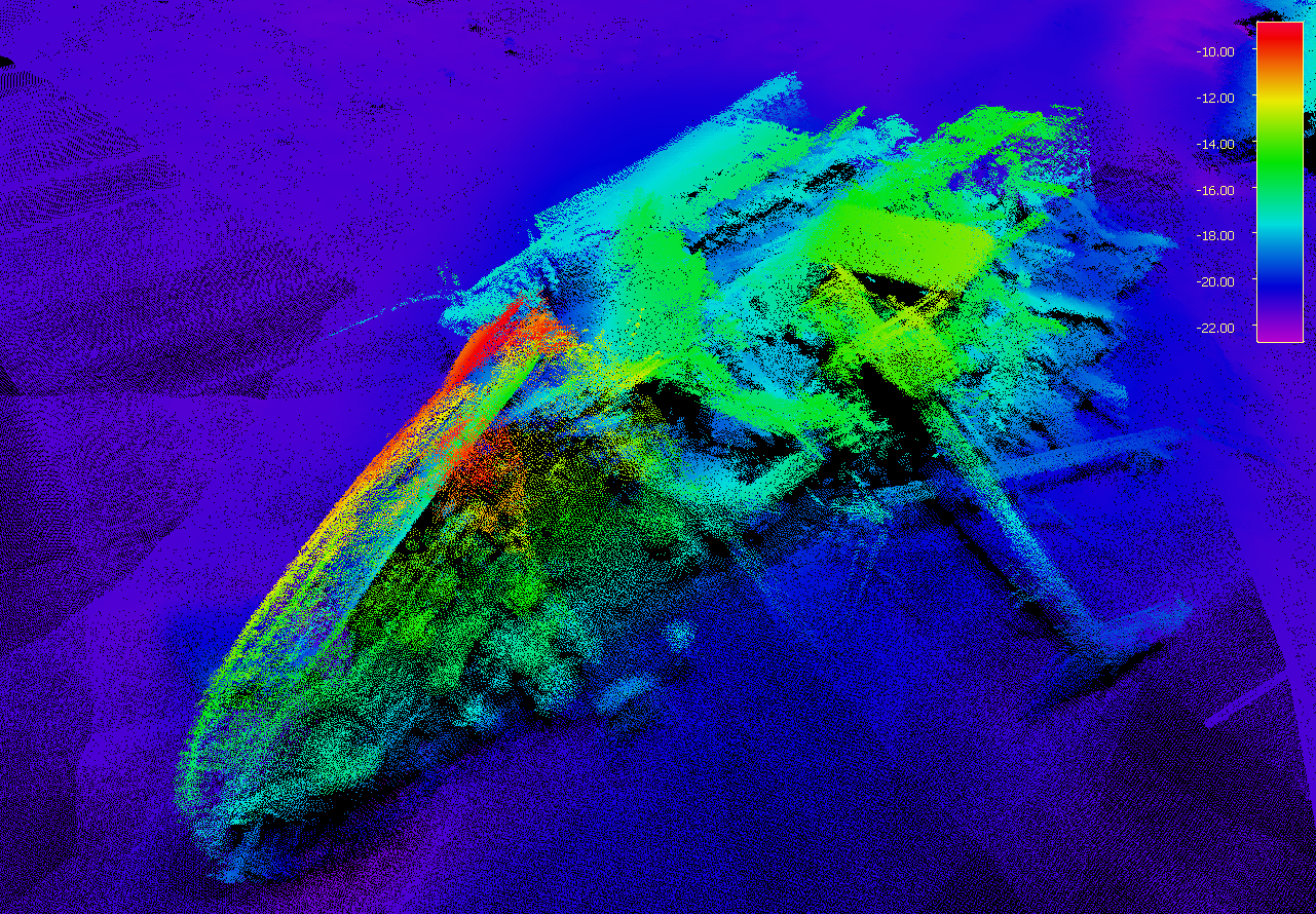 Levé au sondeur multifaisceau de la poupe de l’Empire Broadsword