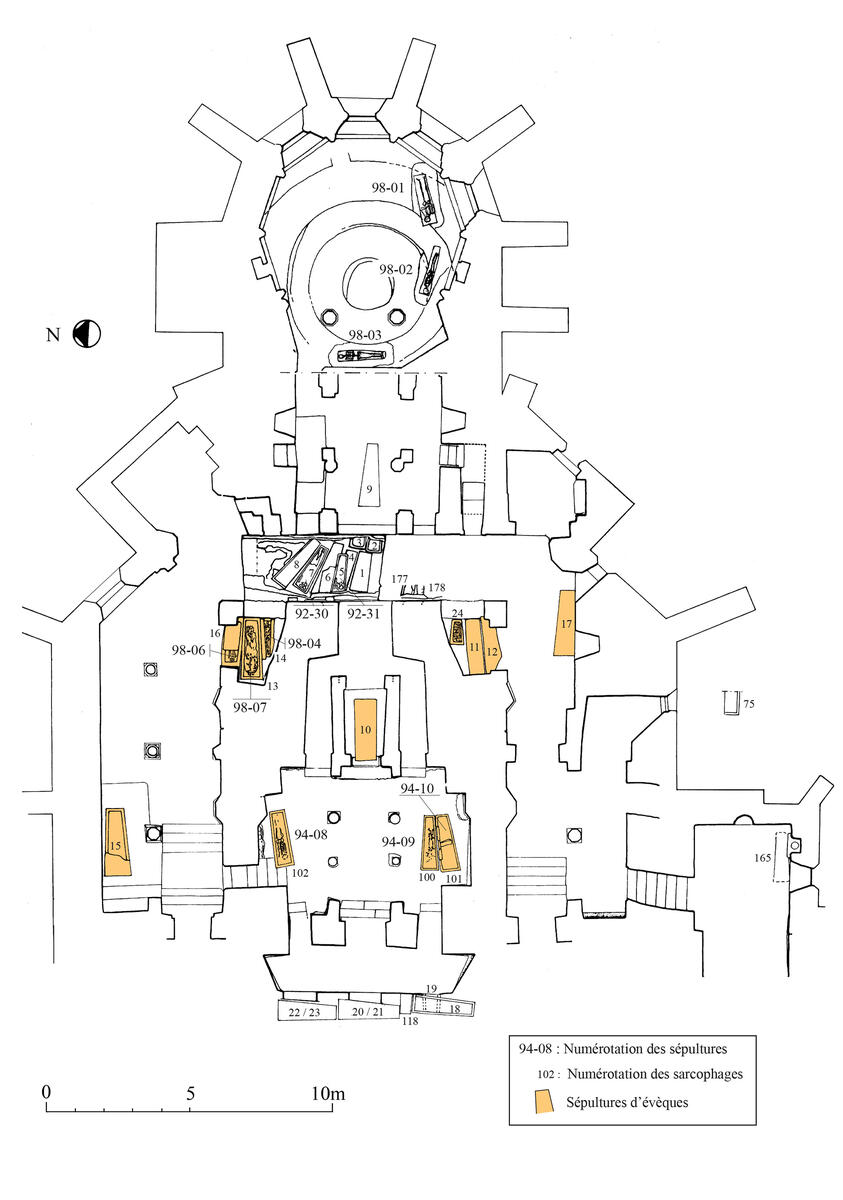 Saint-Germain d'Auxerre. Crypte plan général des sépultures