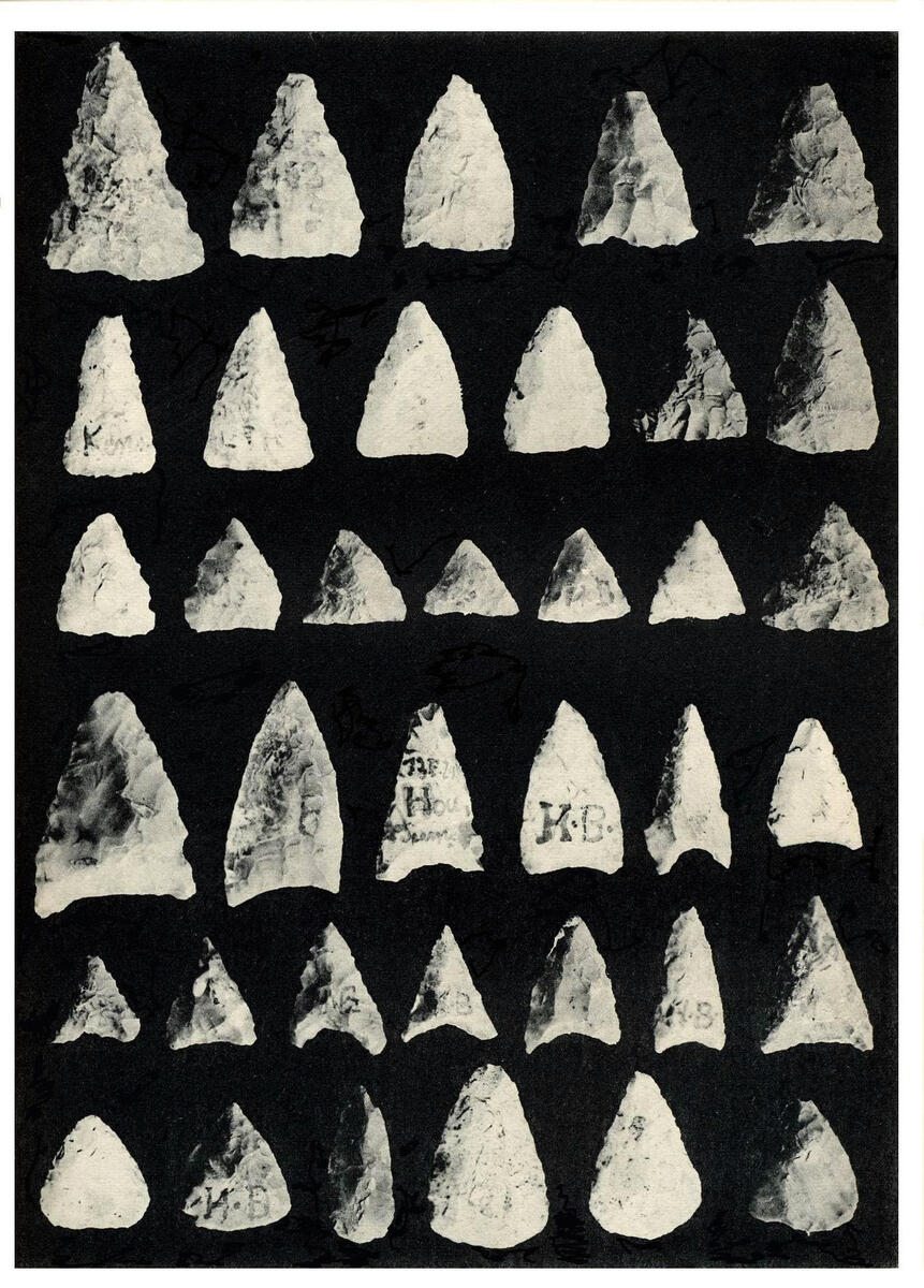 Pointes de flèches en silex provenant du site néolithique de la Haute Borne à Salonnes.