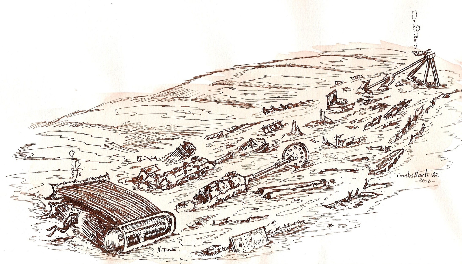 Croquis des vestiges de l’arrière de la Combattante