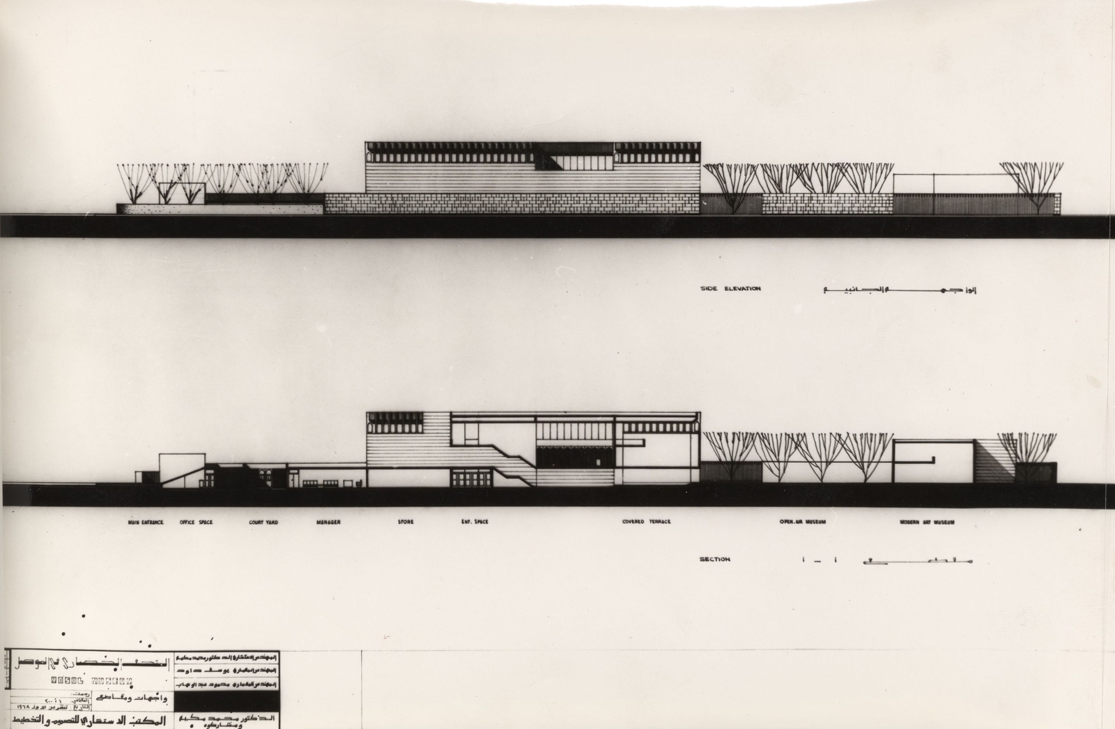 Élévation et coupe du musée culturel de Mossoul
