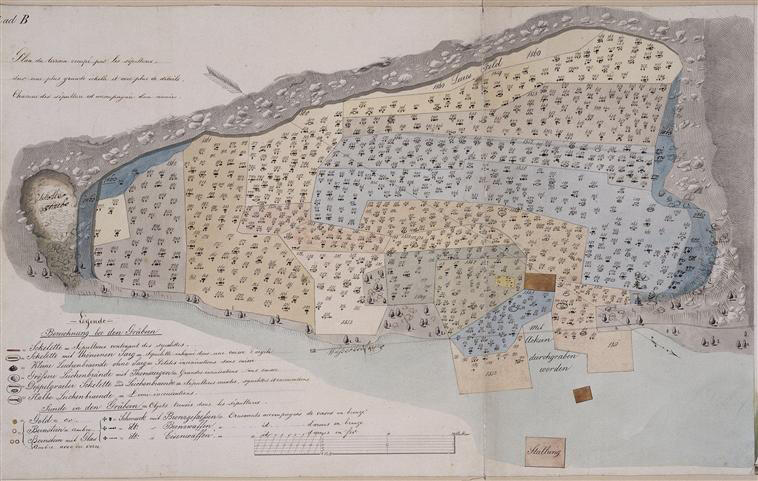 Plan des tombes la nécropole du Salzberg à Hallstatt (Autriche)