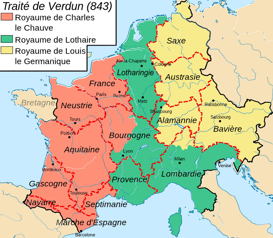 Le traité de Verdun signé en 843