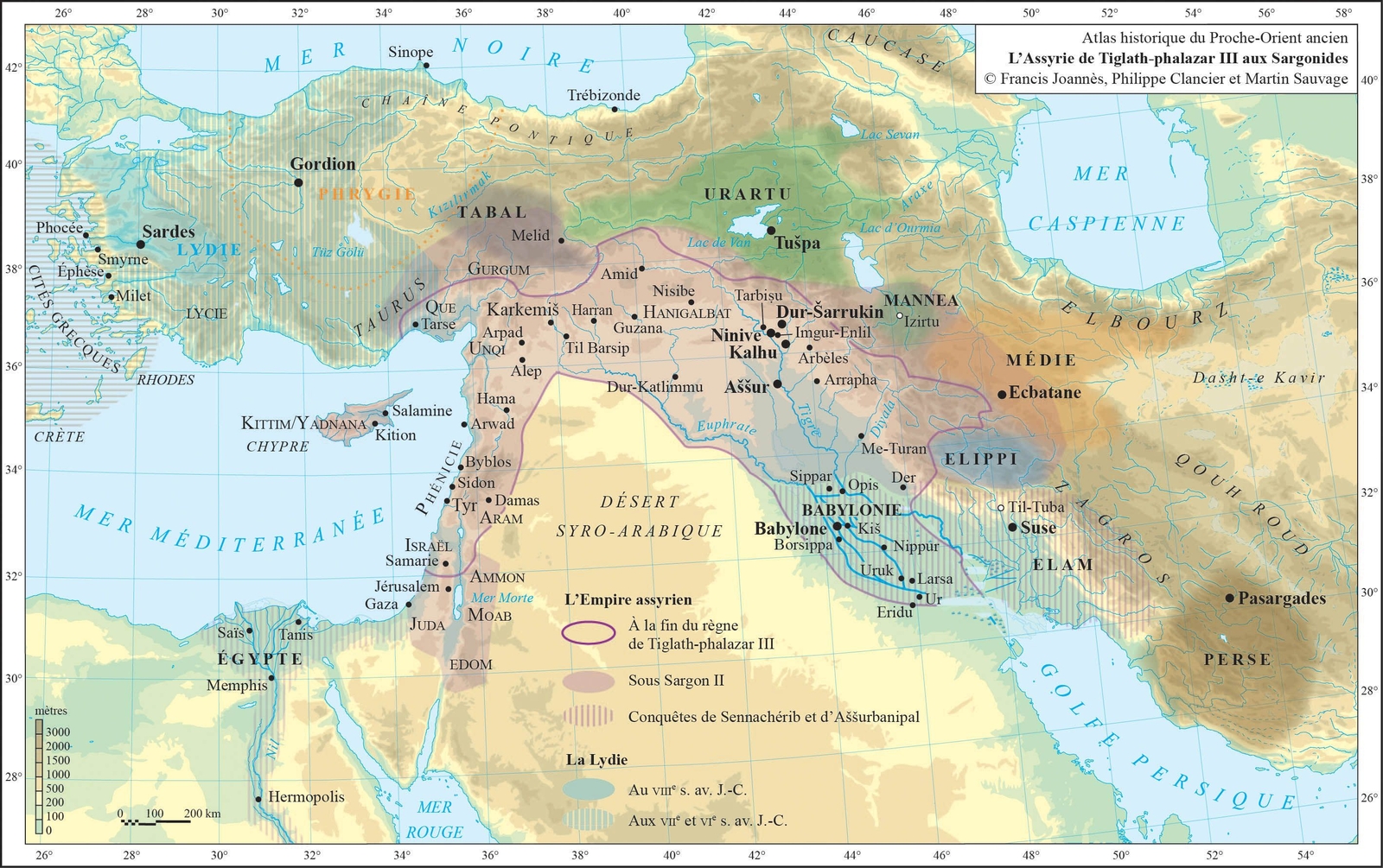 Carte de l’empire assyrien (VIIIe et VIIe siècles)