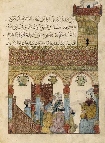 مخطوط لمقامات الحريري يُظْهِرُ مسجداً في الموصل