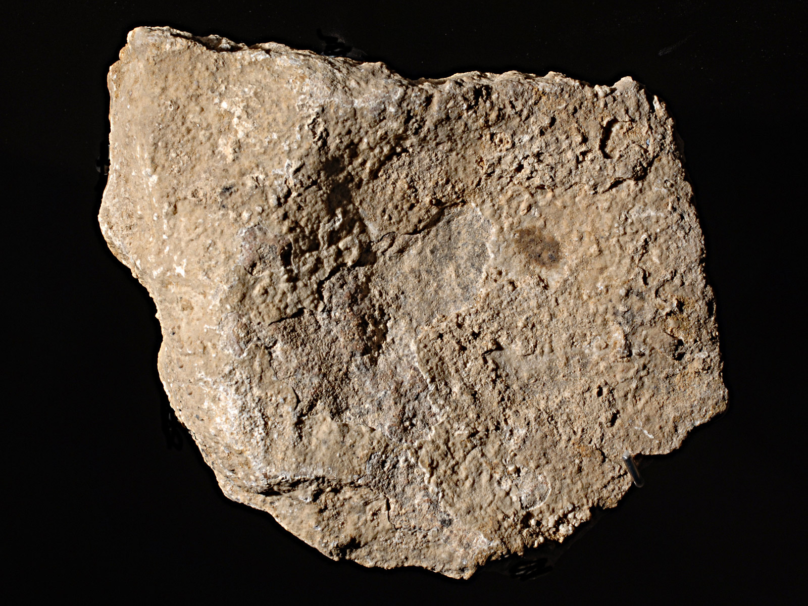 Photographie d'une plaquette de calcaire utilisée comme lampe à graisse