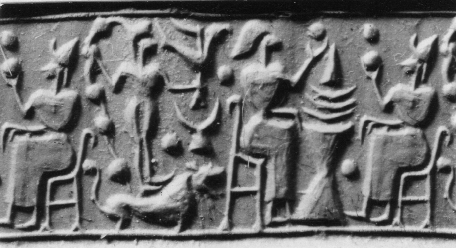 Banquet et femme nue sur un lion 