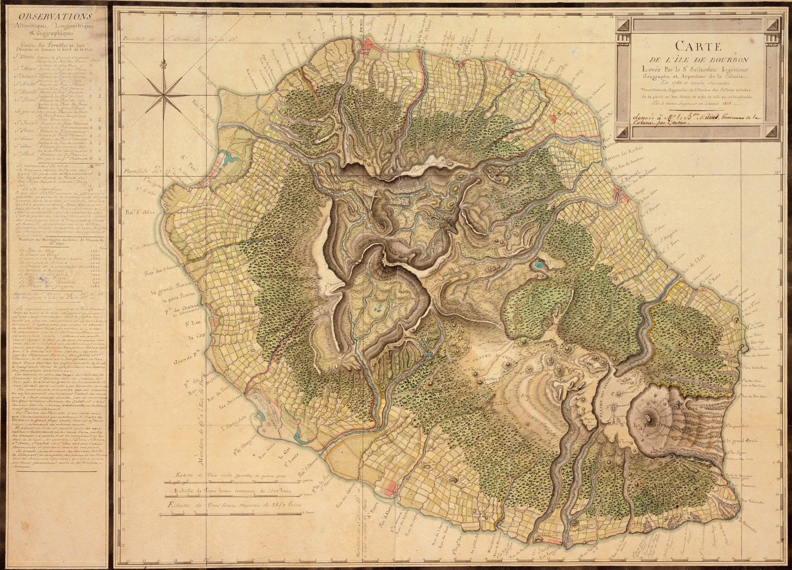 Map of Bourbon island, 1818