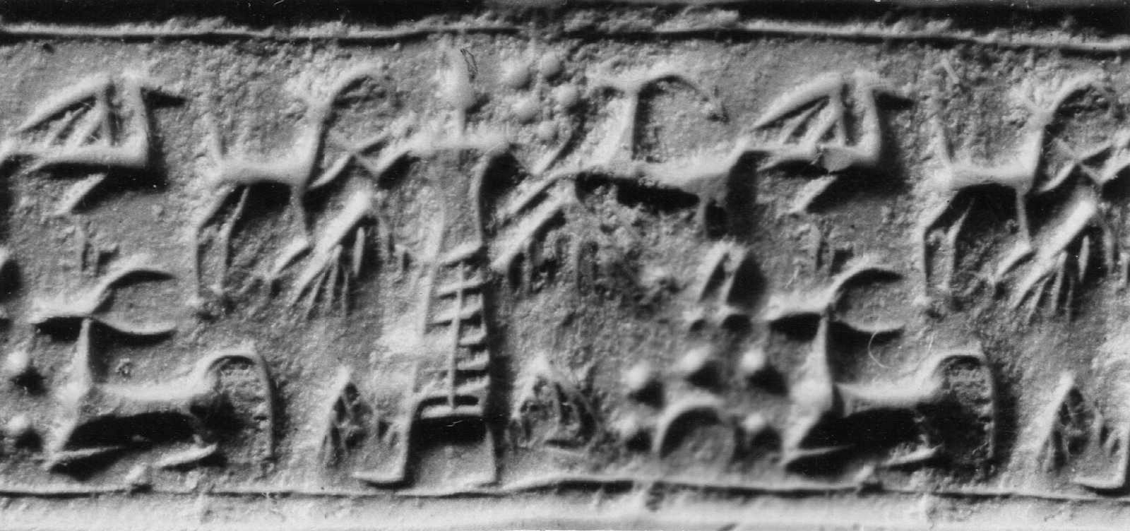 Génie ailé maîtrisant des animaux