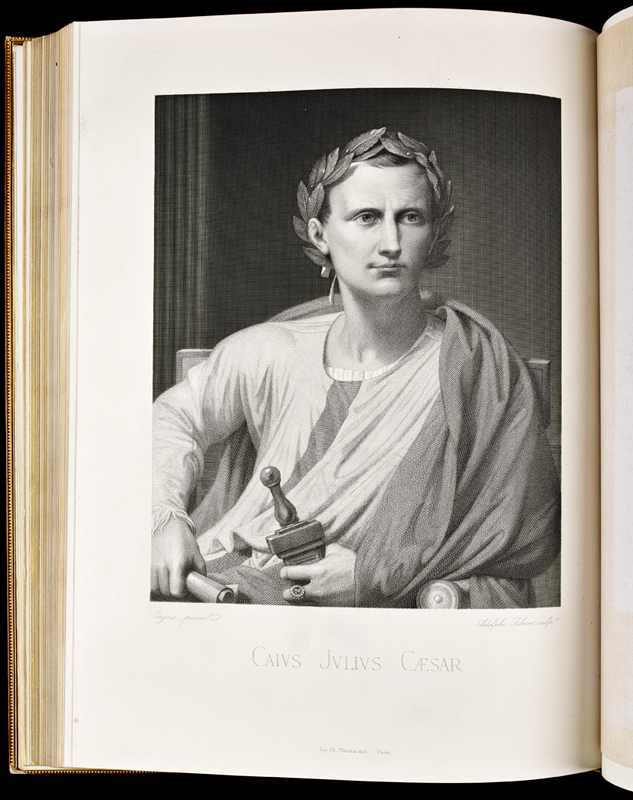 Image en noir et blanc d'un portrait de Jules César d'après Jean-Auguste-Dominique Ingres