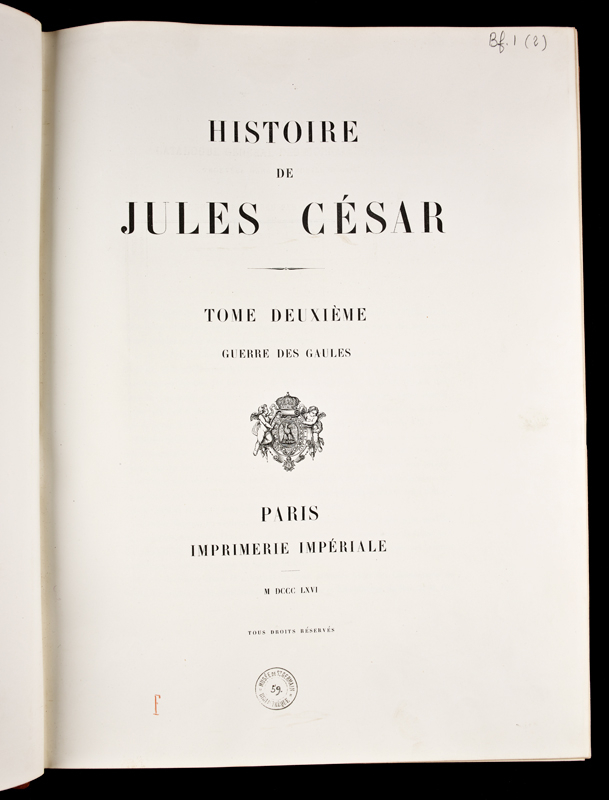 Page de garde du tome II de l'Histoire de Jules César par Napoléon III