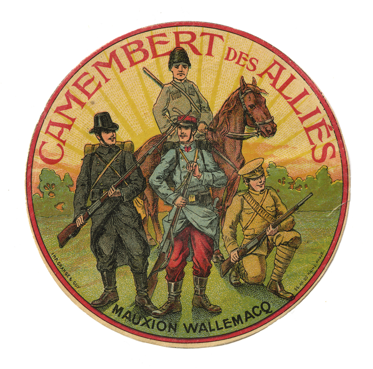 Étiquette de camembert des alliés datant de la Grande Guerre - PAIR