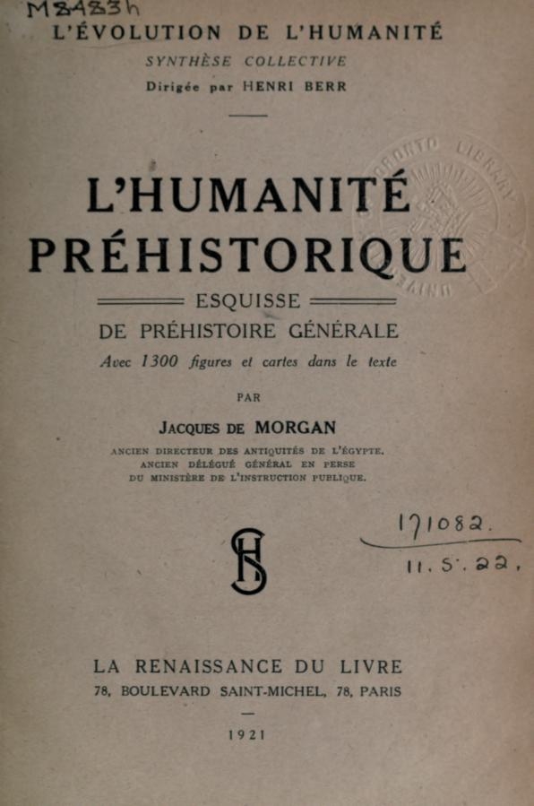 Couverture de l'Humanité préhistorique, par Jacques de Morgan.