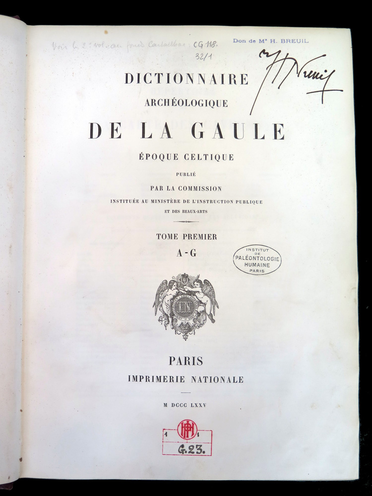 Page de garde du premier fascicule du Dictionnaire archéologique de la Gaule publié en 1875