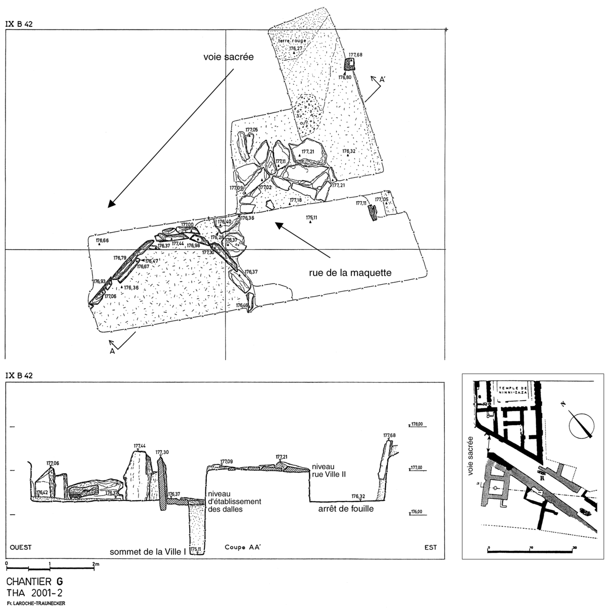 Angle de deux rues : plan et coupe 