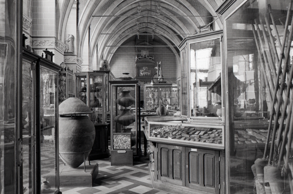 Photographie de la salle d'archéologie comparée, musée d'Archéologie nationale, muséographie Henri Hubert.