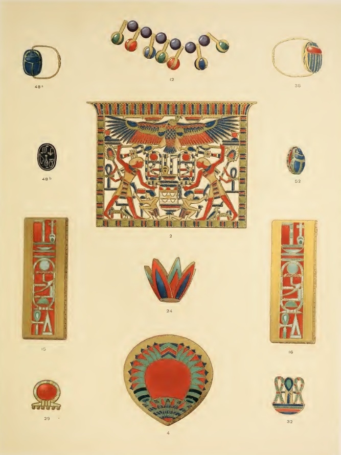 Planche de la publication de Jacques de Morgan sur le trésor de Dahchour.