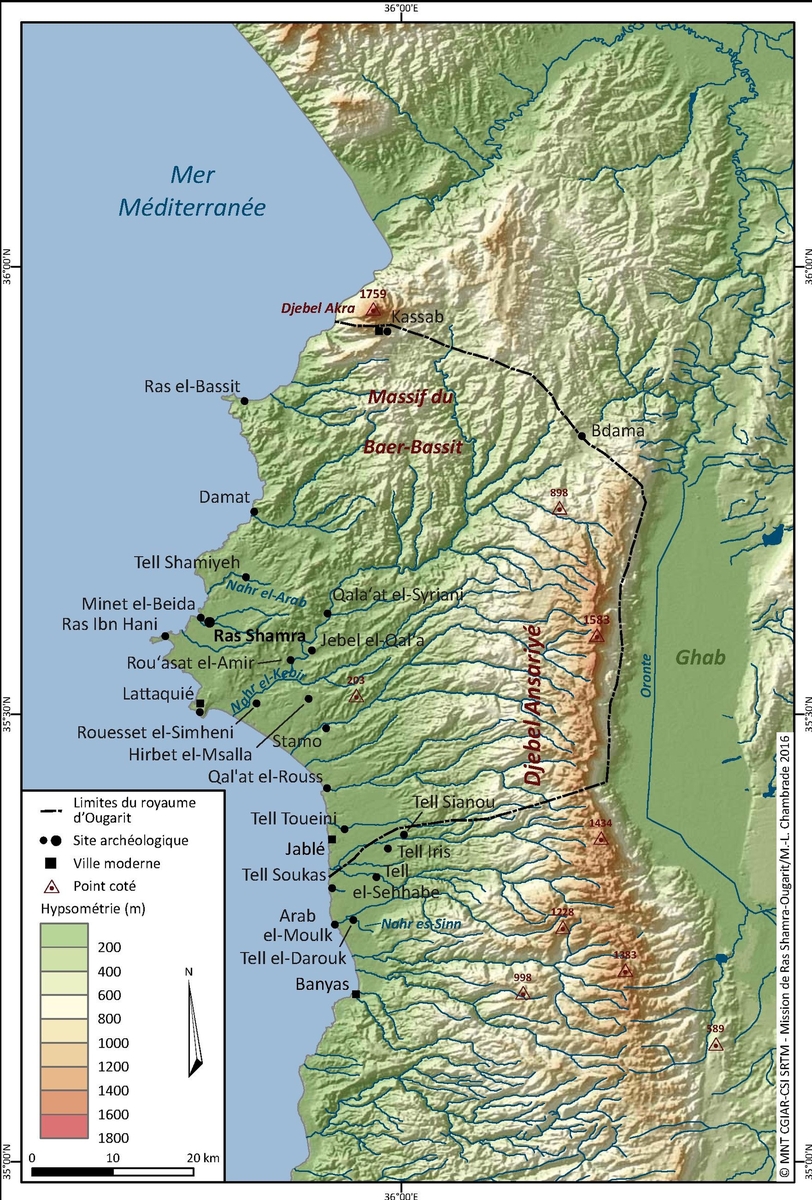 Carte hypsométrique du Levant Nord