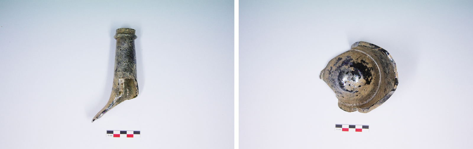 Fragments de col de bouteille en verre 