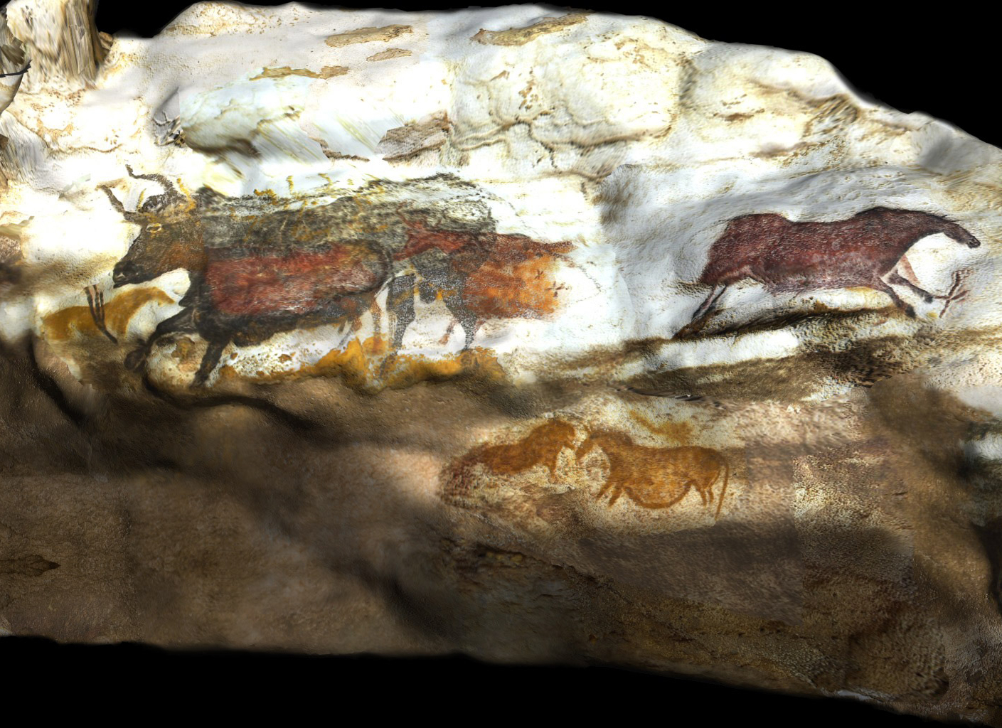 Image du panneau du Grand Taureau noir dans le diverticule axial de Lascaux