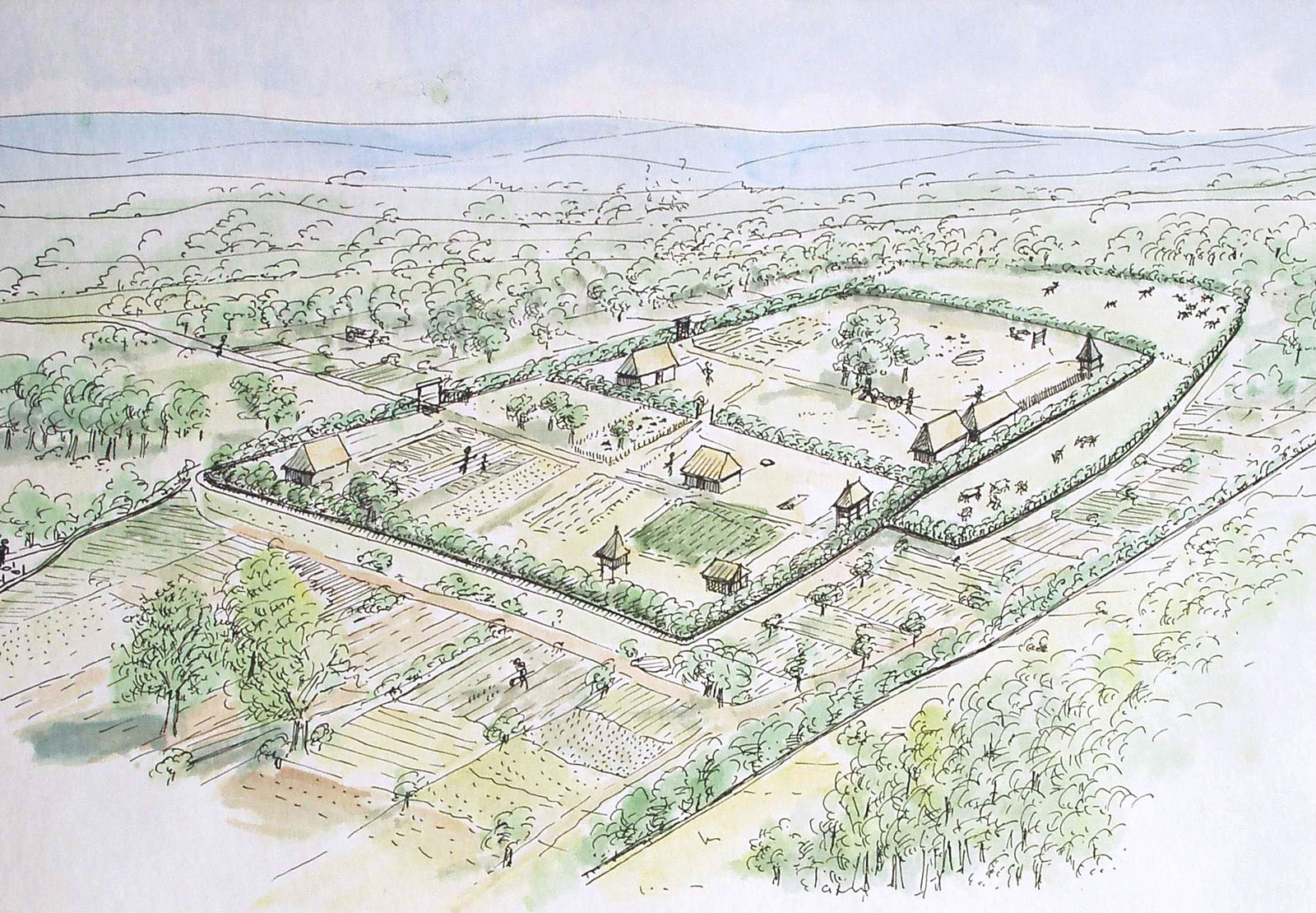 Aquarelle du site de Jaux  