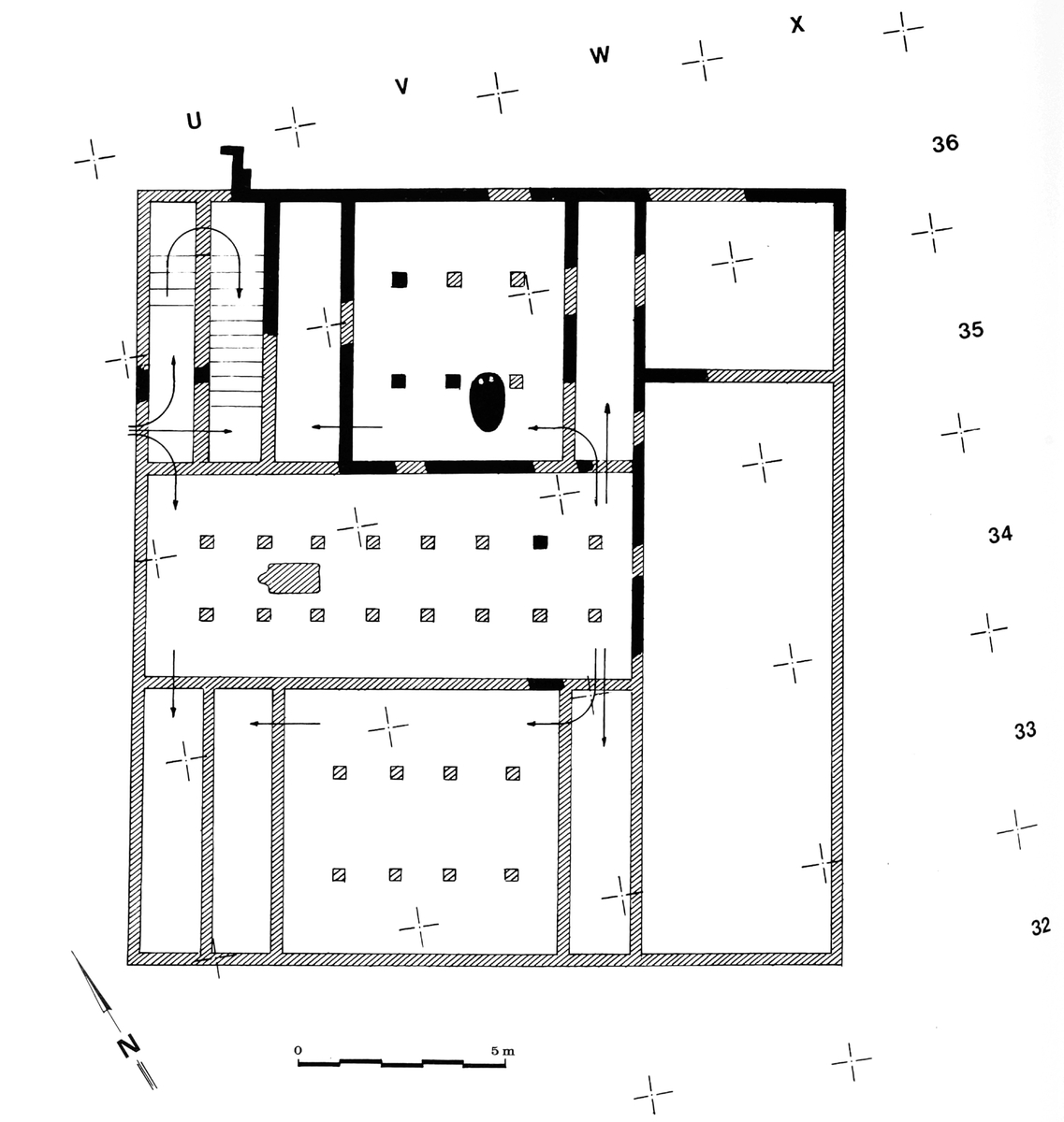 Plan du bâtiment 83.29. © Mission Archéologique française de Larsa-‘Oueili, publié dans Forest, Vallet et Breniquet, 1996, p. 92, 