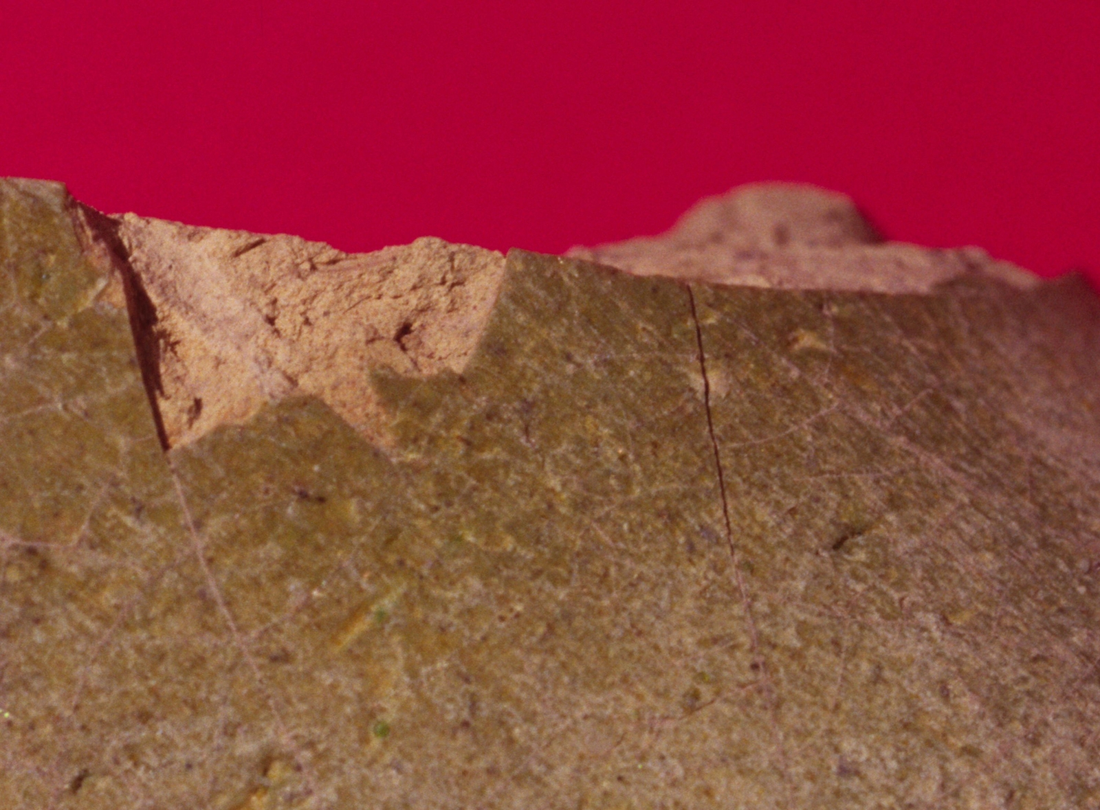 Détail d'un fragment de vase en céramique argileuse à glaçure