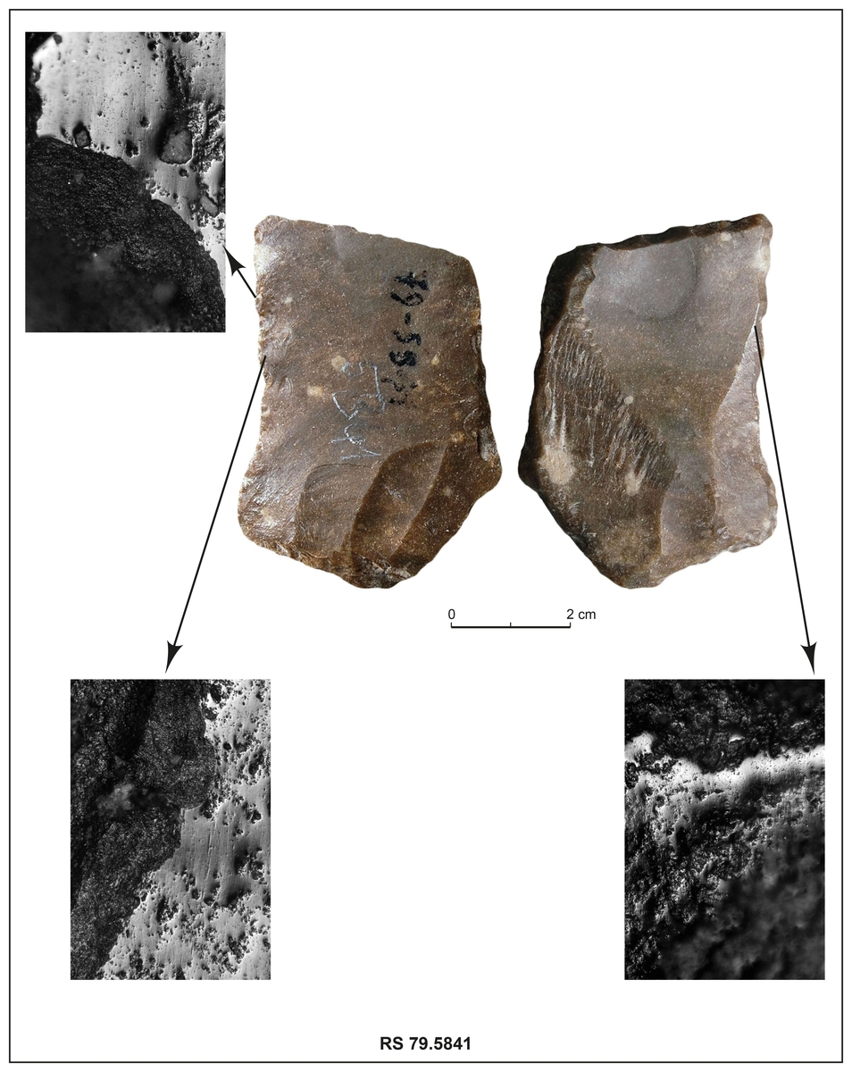 élément trapézoïdal avec les traces d’utilisation 