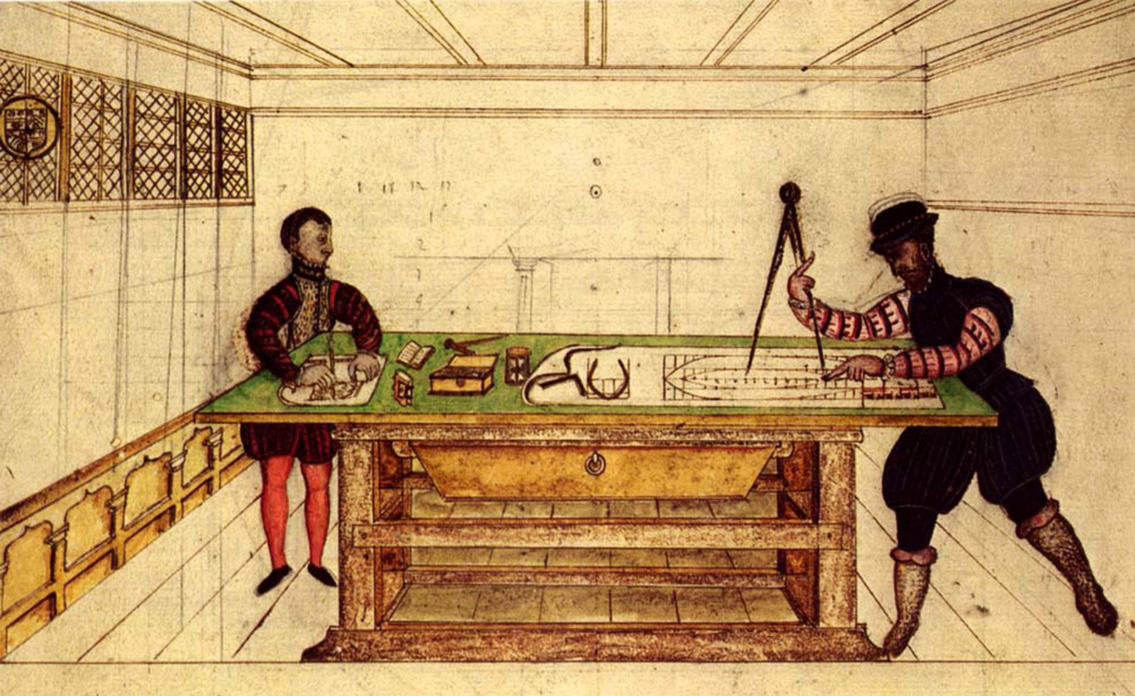 Dessin d'un des premiers plans de navire