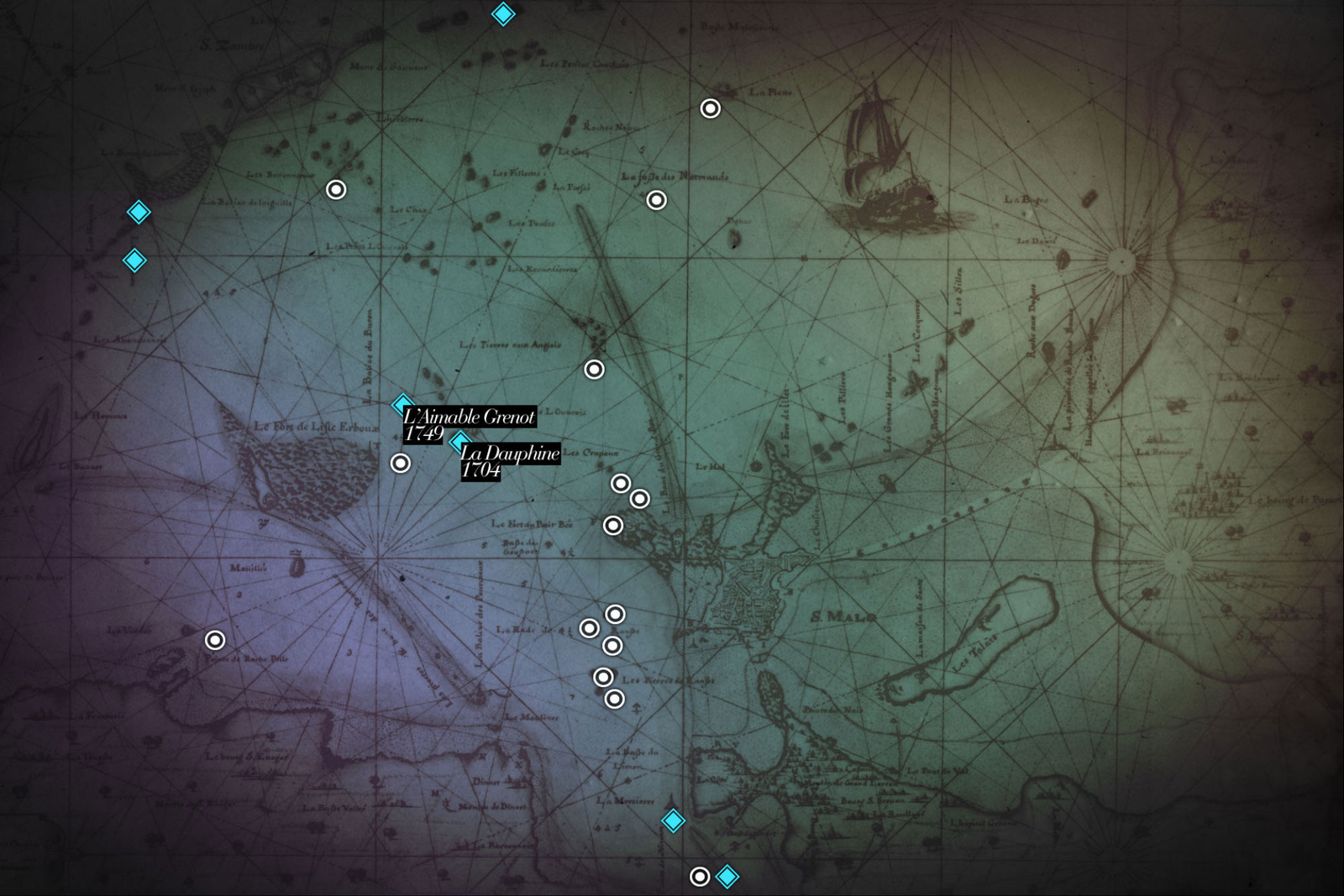 Carte des naufrages dans la baie de Saint-Malo
