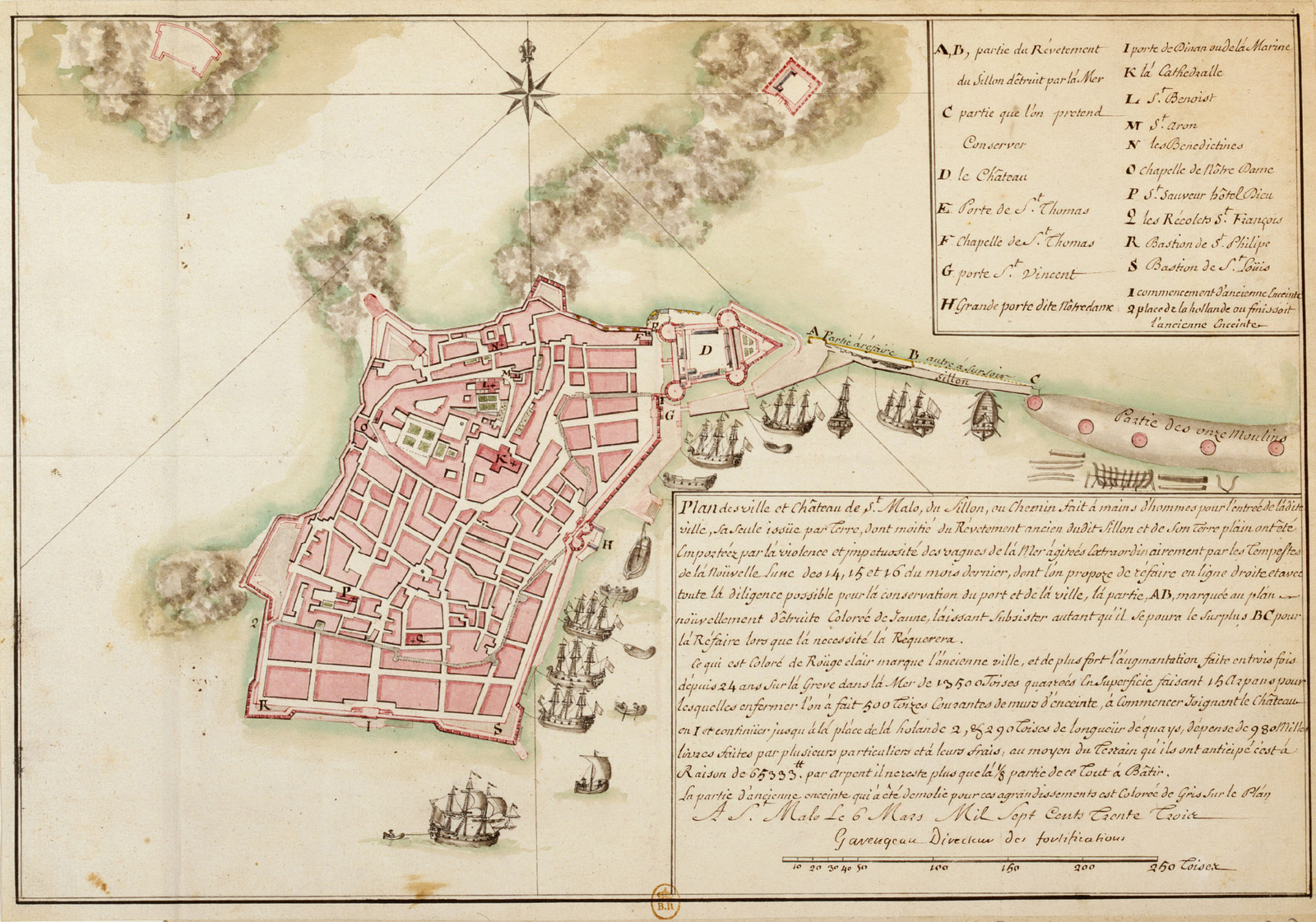 Plan de Saint-Malo datant de 1733