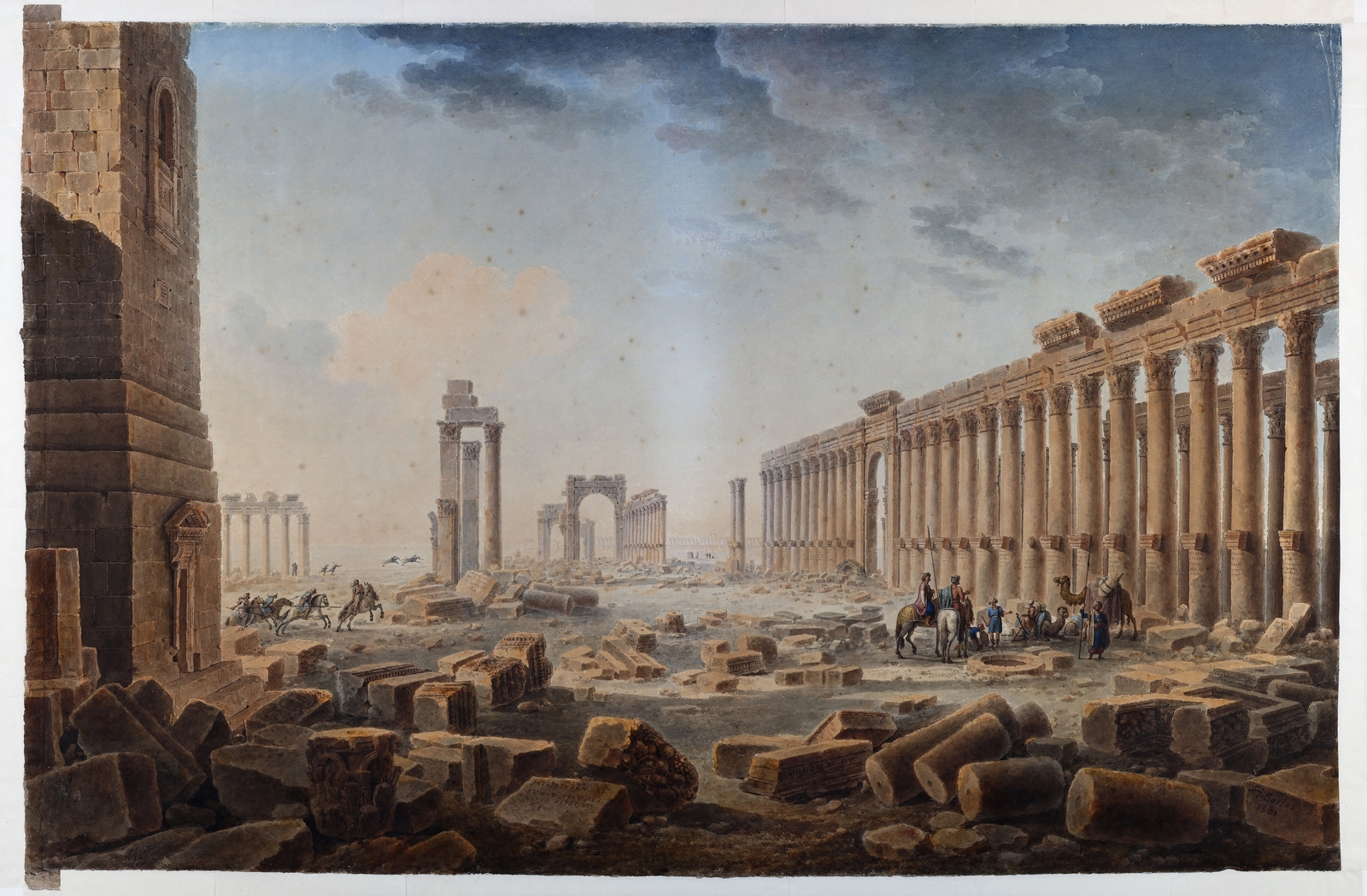 Les ruines de Palmyre, aquarelle