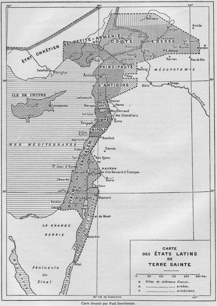 Carte des états latins d'Orient