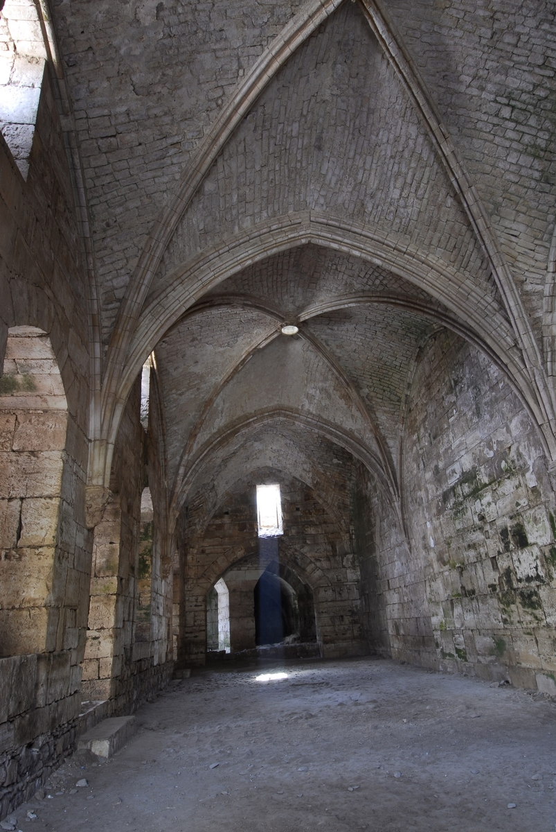 Vue intérieure de la grand'salle du Crac des Chevaliers (Krak)