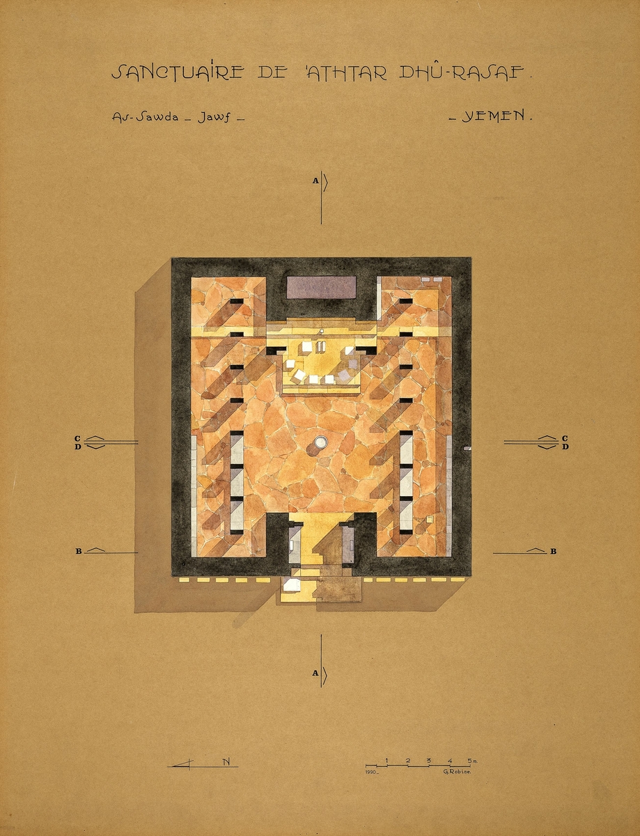 Coupe 3D du temple d' 'Athtar Dhu-Rasaf
