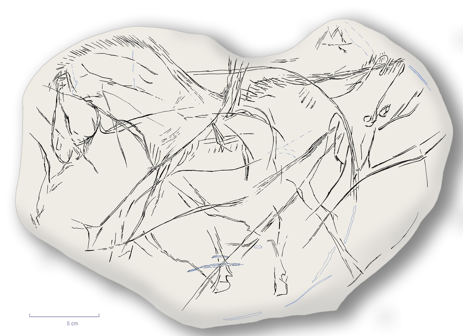 Dessin du relevé du verso du galet gravé d'Étiolles