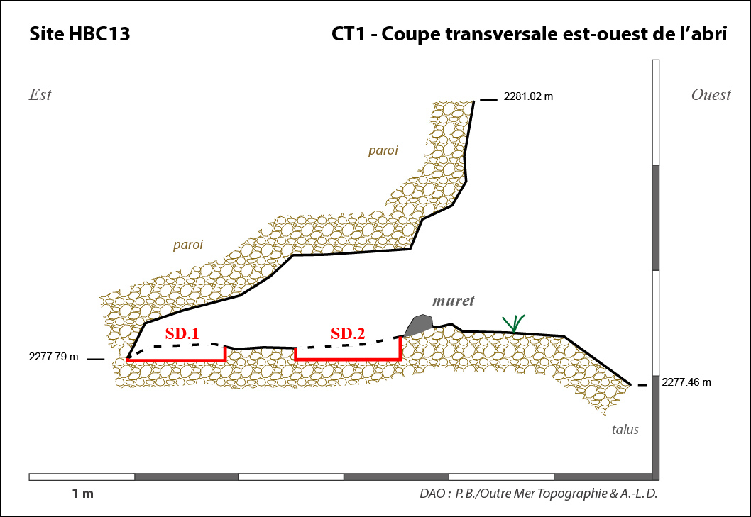 East-west section plan (Saint-Joseph, Shelter HBC13)