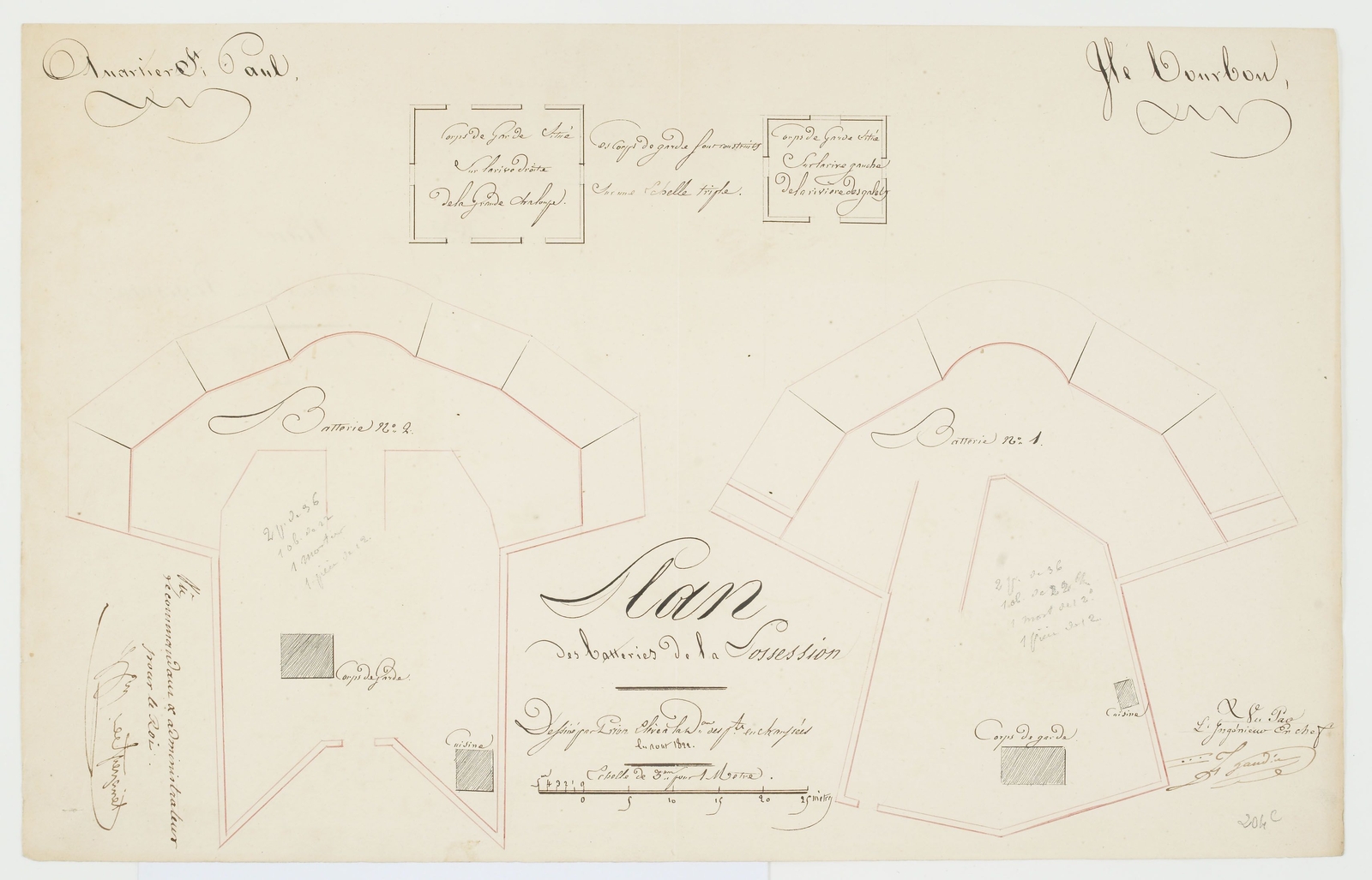 Plan des batteries de la Possession, 1822