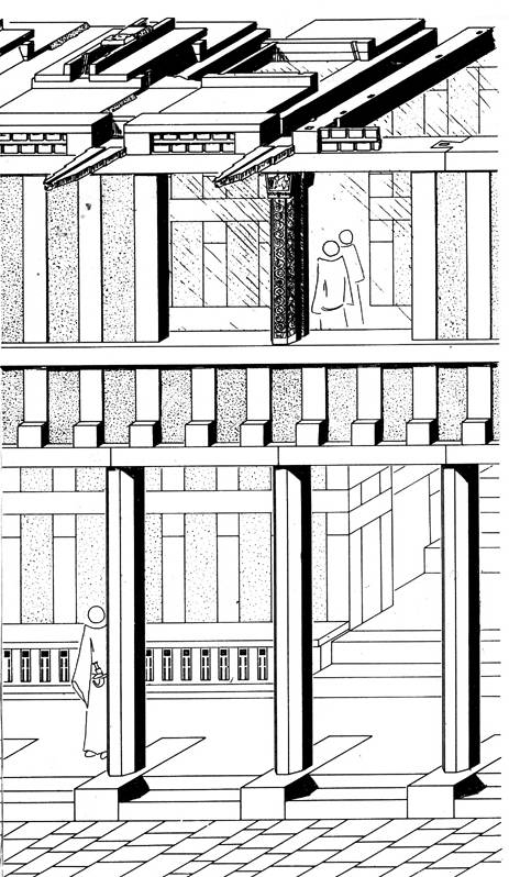 Restitution des portiques et de la galerie à l’étage