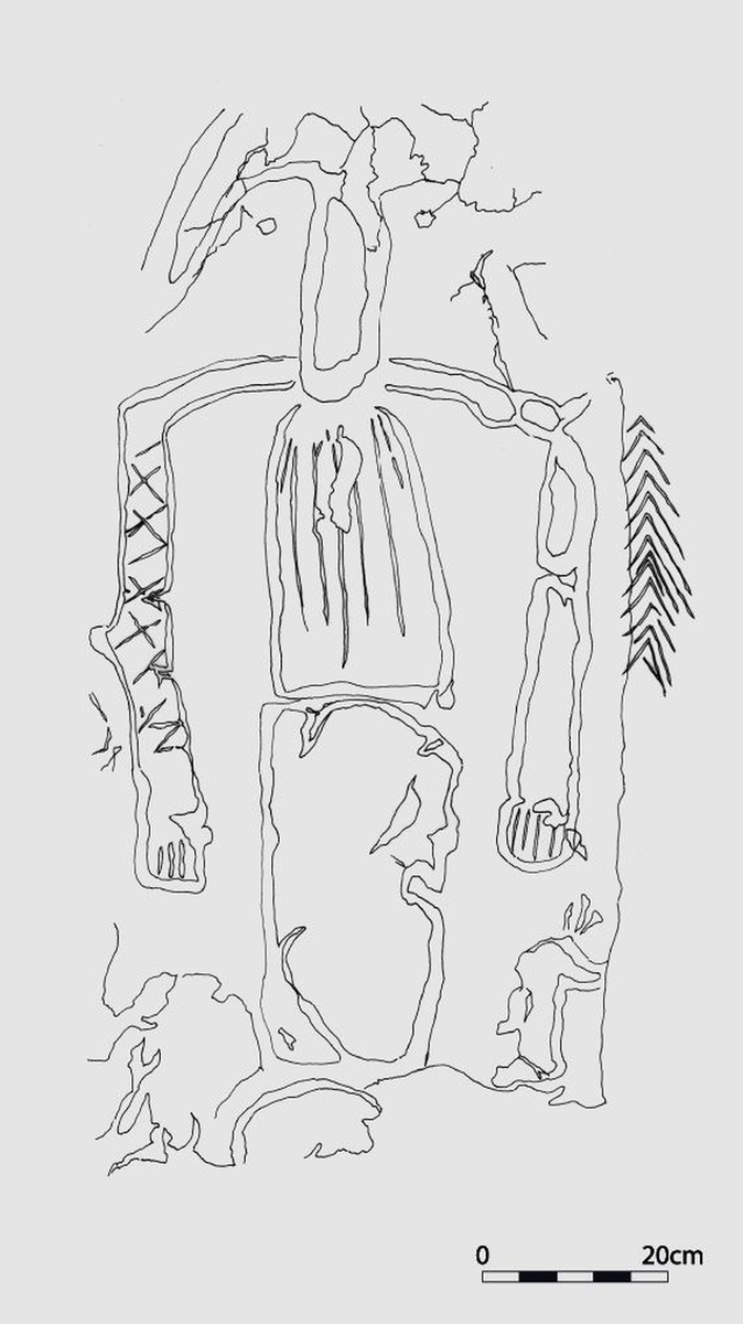 Dessin de la statue-menhir du musée de Sayûn